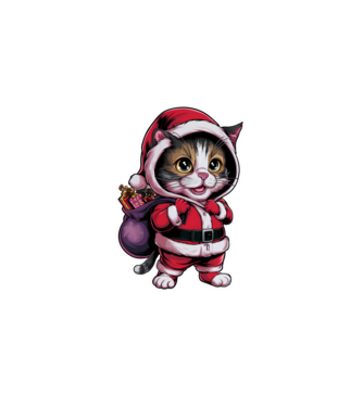 Santa Cat model negru pe tricou