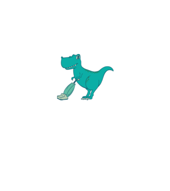 T-rex făcând curățenie model alb pe tricou