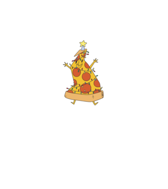 Pizza pom de Crăciun model negru pe tricou