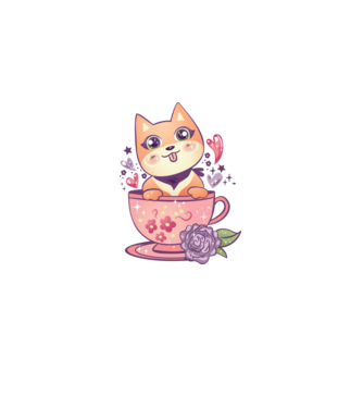 Câine drăguț Anime model roz deschis pe tricou