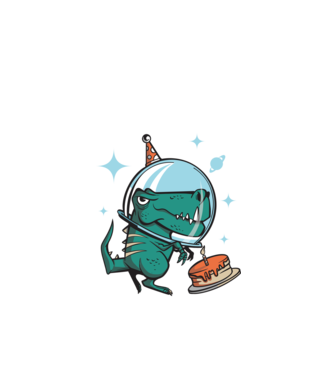 Astronaut T-rex Ziua de naștere model negru pe tricou