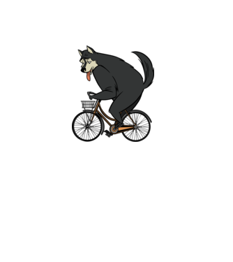 Lup pe bicicletă model alb pe tricou