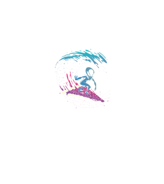 Alien Pizza Surf tricou amuzant model albastru jeanși pe tricou