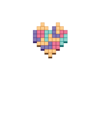 Inimă Tetris model alb pe tricou