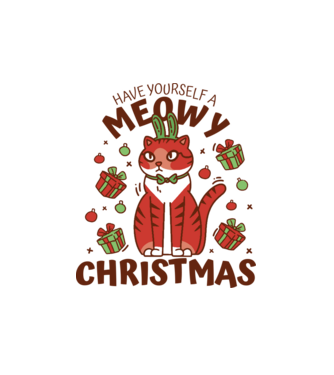 Have yourself a Meowy Christmas - Cicás Karácsony model alb pe tricou