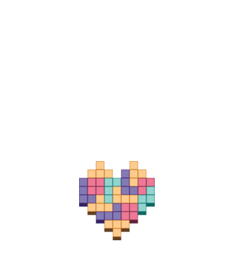 Inimă Tetris model negru pe tricou