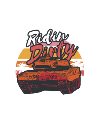 Ridin Dirty tricou cu tanc model alb pe tricou