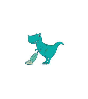 T-rex făcând curățenie model alb pe tricou