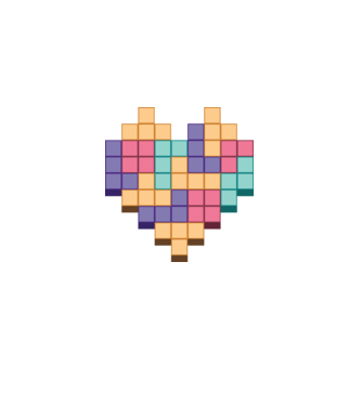 Inimă Tetris model roz deschis pe tricou