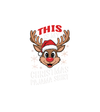 Christmas Pajama Reindeer Negru model alb pe tricou