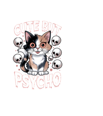 Cute, but Psycho pisică Negru model negru pe tricou
