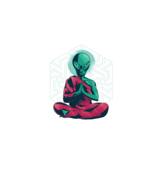 Meditație Alien model negru pe tricou