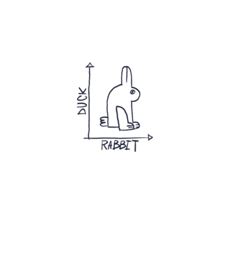 Rabbit vs Duck - Iepure sau Rață model alb pe tricou
