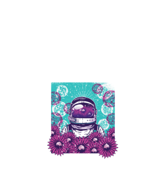 Floral Astronaut model negru pe tricou