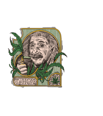 Einstein Marijuana THC model negru pe tricou