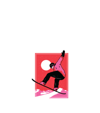 Snowboard poster model albastru închis pe tricou