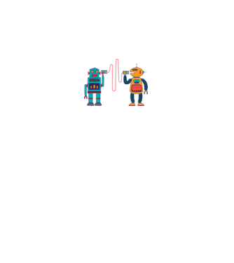 Walkie Talkie Robot model alb pe tricou