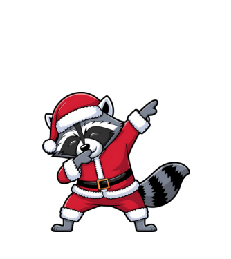 Raton Dab Xmas model alb pe tricou
