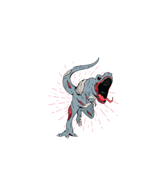 T-rex Zombie model alb pe tricou