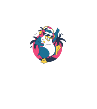 Pinguin de Petrecere model albastru regal pe tricou