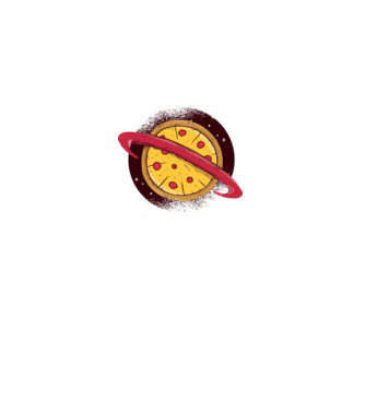 Pizza Planetă model gri pe tricou