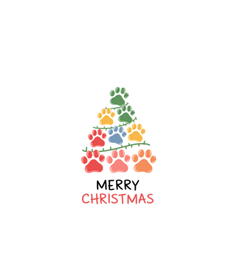 Merry Christmas Paws Alb model alb pe tricou