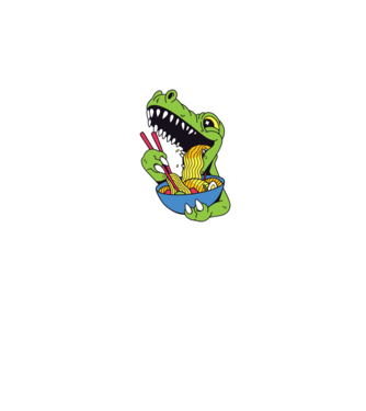 T-rex Ramen model albastru închis pe tricou