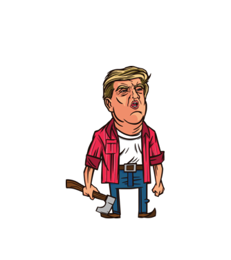Trump tăietor de lemne model alb pe tricou