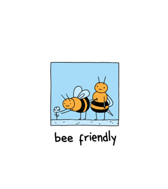 Bee friendly model alb pe tricou