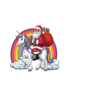 Moș Crăciun cool pe un unicorn 2 model negru pe tricou