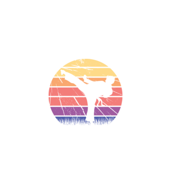 Karate Retro model negru pe tricou