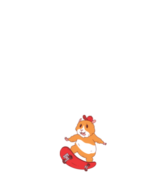 Hamster Skateboarder model alb pe tricou