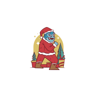 Gorila Santa model alb pe tricou