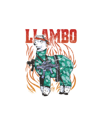 Llambo Lama model alb pe tricou