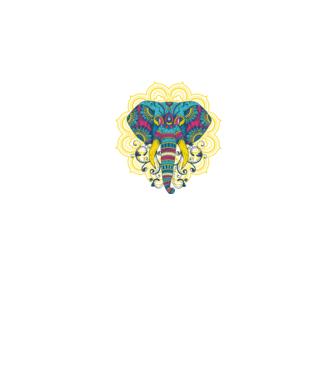 Elefant Mandala Colorat model albastru închis pe tricou