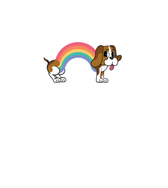 Beagle curcubeu model alb pe tricou