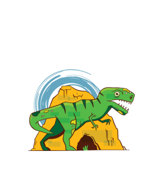 Dinozaur T-rex model negru pe tricou