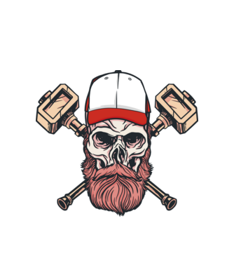 Craniu Viking model alb pe tricou