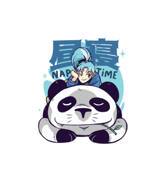 Anime Panda relaxare model alb pe tricou
