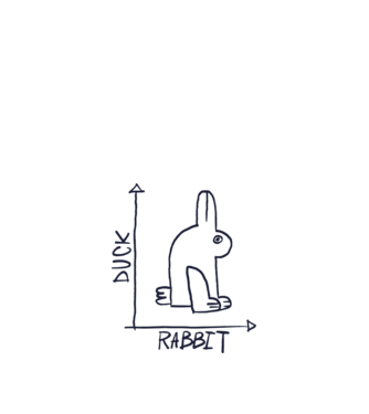 Rabbit vs Duck - Iepure sau Rață model nisipiu pe tricou