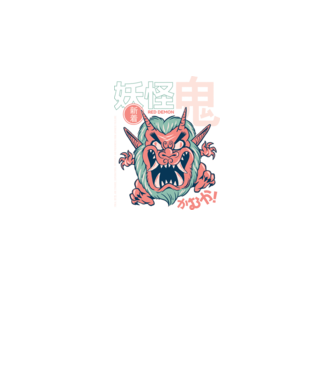 Oni Yokai Anime model negru pe tricou