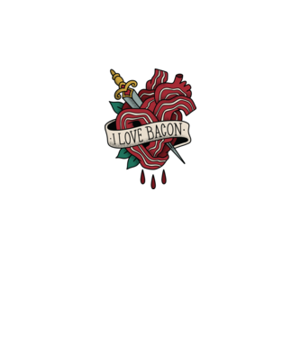 Love Bacon Tatuaj model alb pe tricou