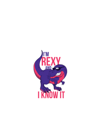 'I''m Rexy and I know it - tricou dinozaur amuzant' model nisipiu pe tricou