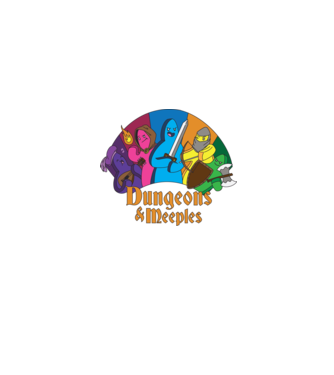 Dungeons Meeples model albastru jeanși pe tricou