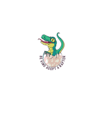 Be kind adopt a Raptor tricou cu dinozaur model alb pe tricou