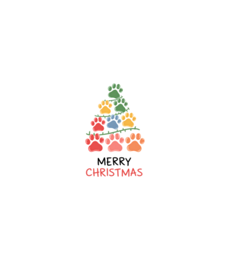 Merry Christmas Paws Alb model roz deschis pe tricou