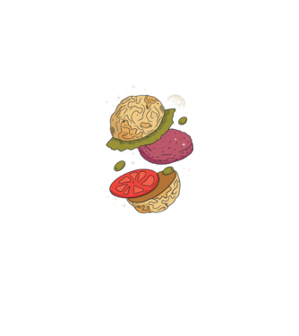 Burger lună model negru pe tricou