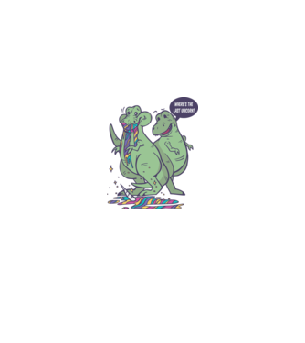 T-rex a mâncat unicornul model alb pe tricou