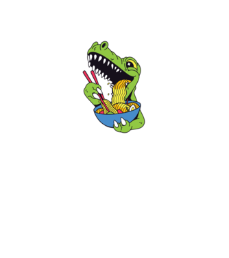 T-rex Ramen model roșu pe tricou