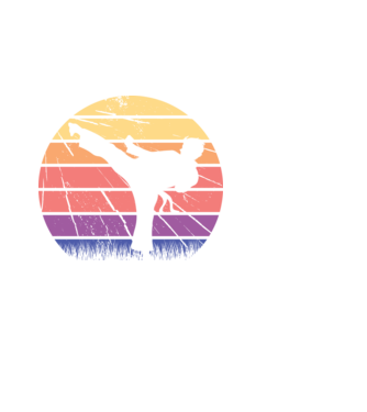 Karate Retro model alb pe tricou